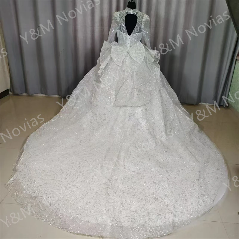 Customized Sweet Square Collar Ivory Wedding Dress Plus Size Luxury Pearls Bridal Ball Gown Vestido De Noiva Floor Or Train