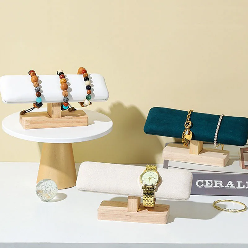 

1 шт. держатель для браслетов деревянная основа Т-образная искусственная кожа/бархатный браслет витрина браслеты держатель для ювелирных изделий SSZSJ02