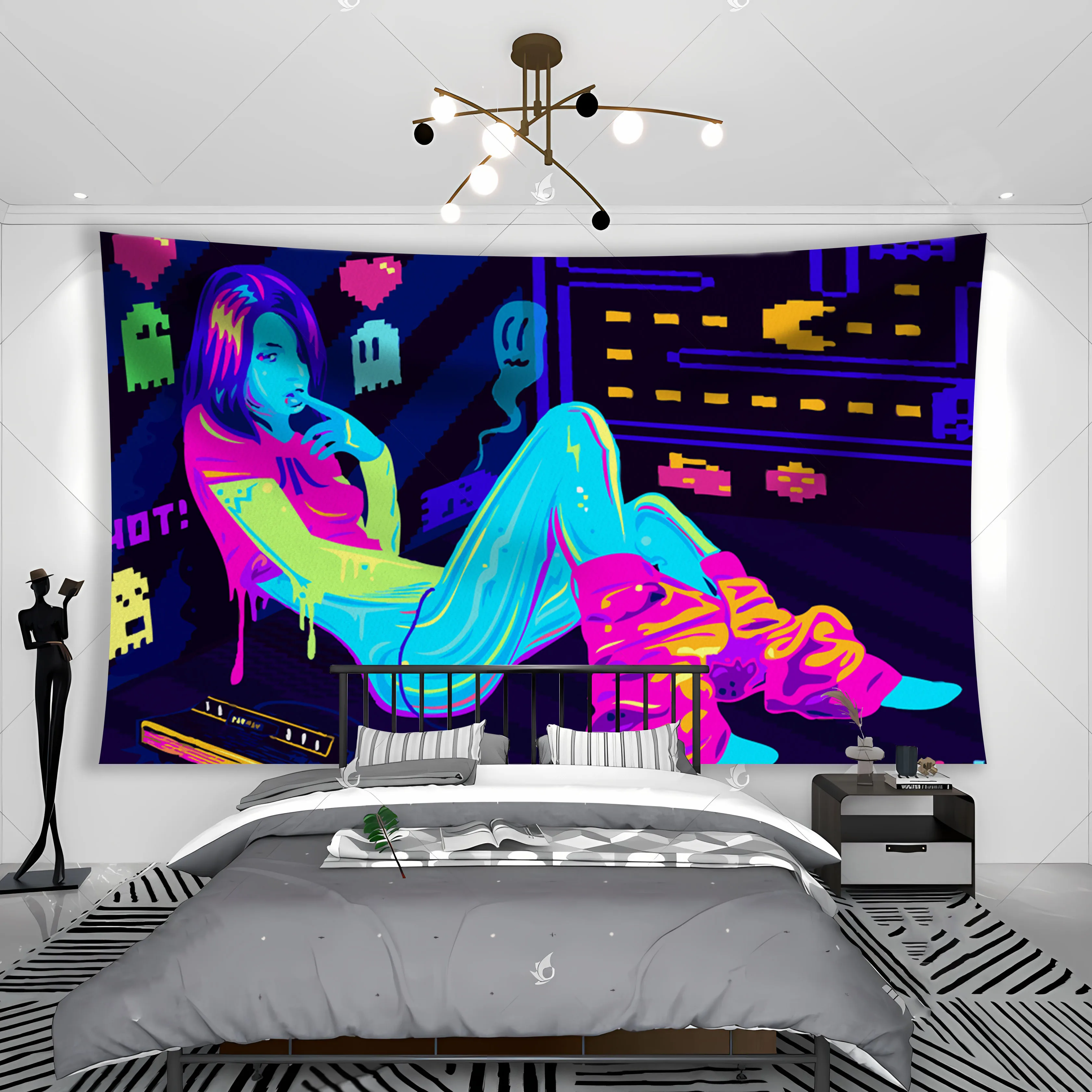 Two-Dimensional Cute Wall Tapestry Internet Addict Girl Decorating Kawaii  Illustration Boy  Bedroom