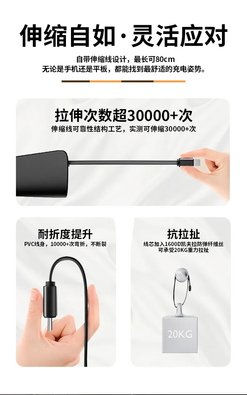 60W Dual Fast Charging Docking Station For NIO ES9 2026 Console Armrest Box Telescopic Cable Double Fast Charging Expansion Dock detail image 5