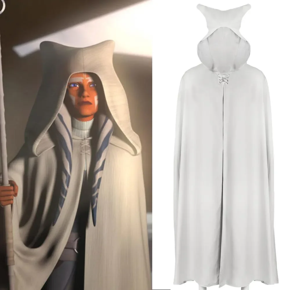 Tano clon Wars disfraz de Cosplay para mujer, capa de fiesta temática de Halloween, Blanco Ahsoka, Carnaval, traje de cómic Con Roleplay, Takerlama