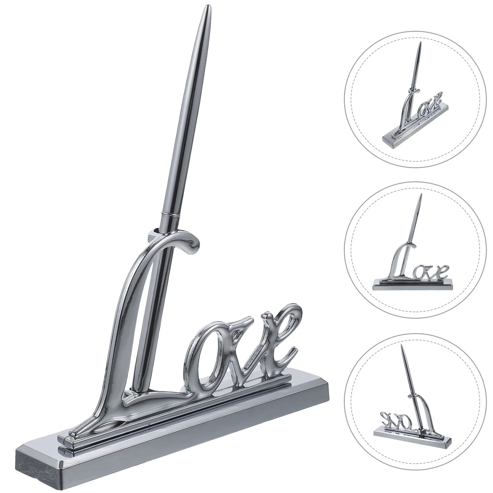 실버 도금 금속 사랑 거치대 파티 펜 세트 (실버), 펜꽂이 거치대 서명 펜 세트