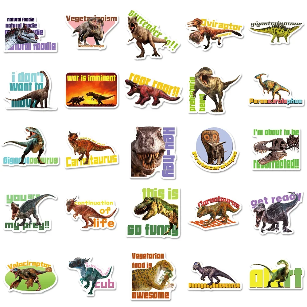 10/30/50PCS Realistic Dinosaur Cartoon Gift Sticker For Toys Luggage Laptop iPad DIY Guitar Skateboard Fridge Notebook Wholesale