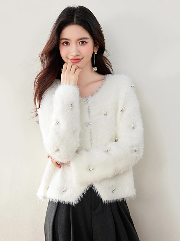  ort Plu Jaet Women's Winter Warm Furry Outerwear Stand Fit Commute Sle Button up Long Sve  Color