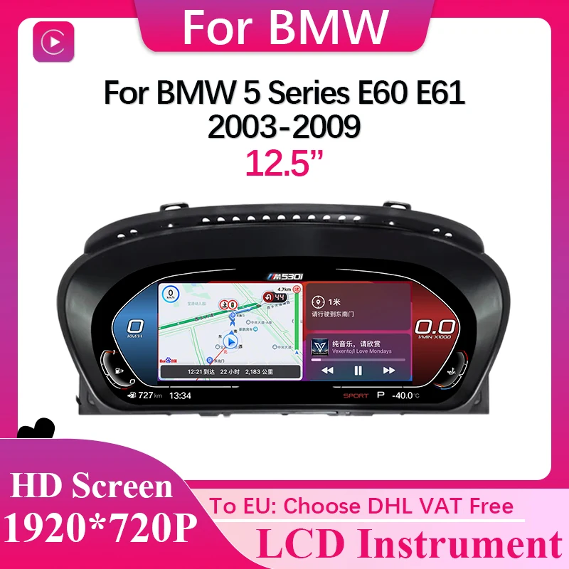 

12.5 Inch Carplay For BMW E60 E61 Speed Meter Screen Dashboard LCD Instrument Car Multimedia Player Digital Cluster Cockpit