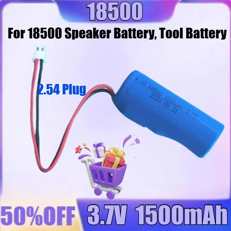 

New ICR18500 18500 1500mAh 3.7V Rechargeable Lithium Battery for Speaker Battery, Tool Battery
