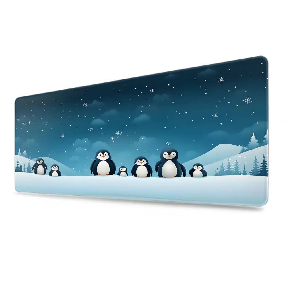 سجادة مكتب Little Kawaii Penguin، Magical Winter Wonderland Snow Land، لوحة مفاتيح كبيرة مقاس XL، حيوانات لطيفة، هدية مكتبية