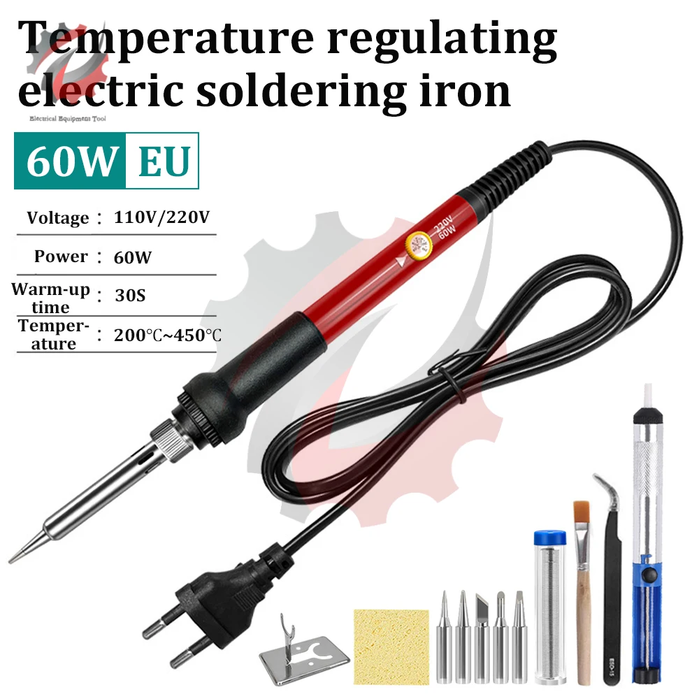 

60W Adjustable Temperature Electric Soldering Iron Handheld Home Welding Solder Rework Station Heat Pencil Tips Repair Tools