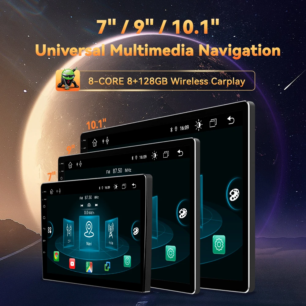 Android14 Autoradio 7"/9"/10" Kabelloses CarPlay Android Auto GPS 4G 128GB Für VW Fiat Renault Nissan Hyundai Universelles Multimedia"
