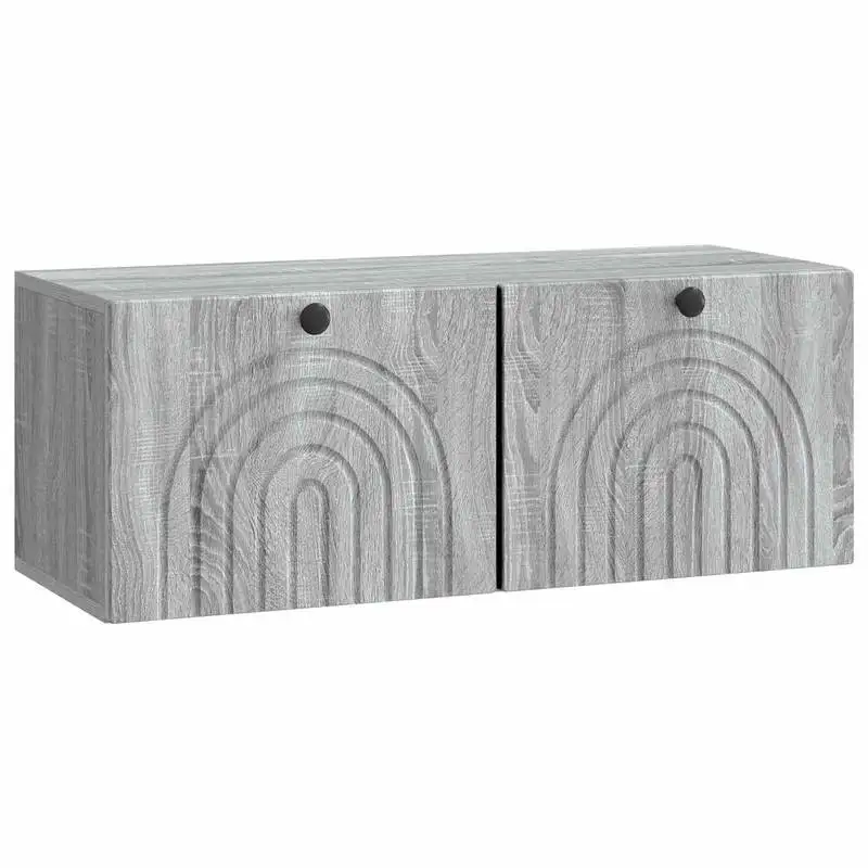 Meuble TV mural pour salon — Design élégant en bois d'ingénierie avec portes pivotantes et grand espace de rangement