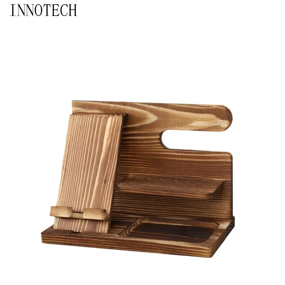 

Держатель для телефона из массива дерева, устойчивый дизайн с пазами, съемная док-станция для телефона, экономия места, настольный органайзер, прикроватная тумбочка