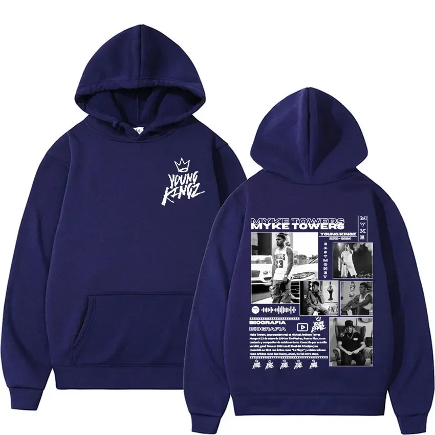 Customization Rapper Myke Towers Album Cover Hoodies Harajuku Hip Hop Punk Pop Music Sweatshirt Men Women High Quality Casual Pu