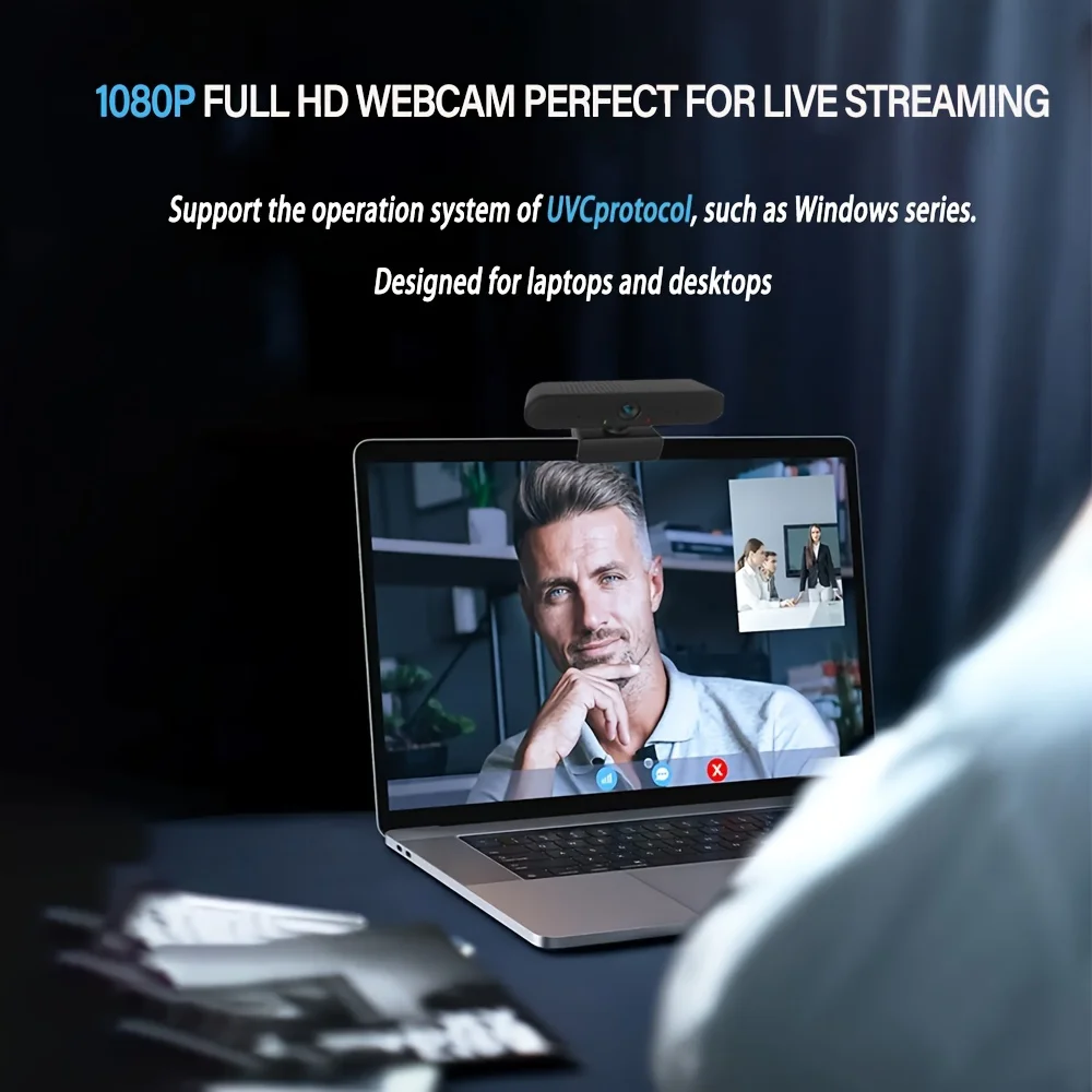 كاميرا ويب EXHQDR 1080P USB مع غطاء خصوصية، حامل ثلاثي القوائم، زاوية واسعة، 360 درجة °   الدوران والتوصيل والتشغيل للتكبير والبث ومكالمات الفيديو