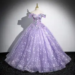 Customized Ball Gown Quinceanera Dresses Appliques Tulle Off Shoulder Prom Birthday Party Gowns Formal Vestido De Anos Sweet 16