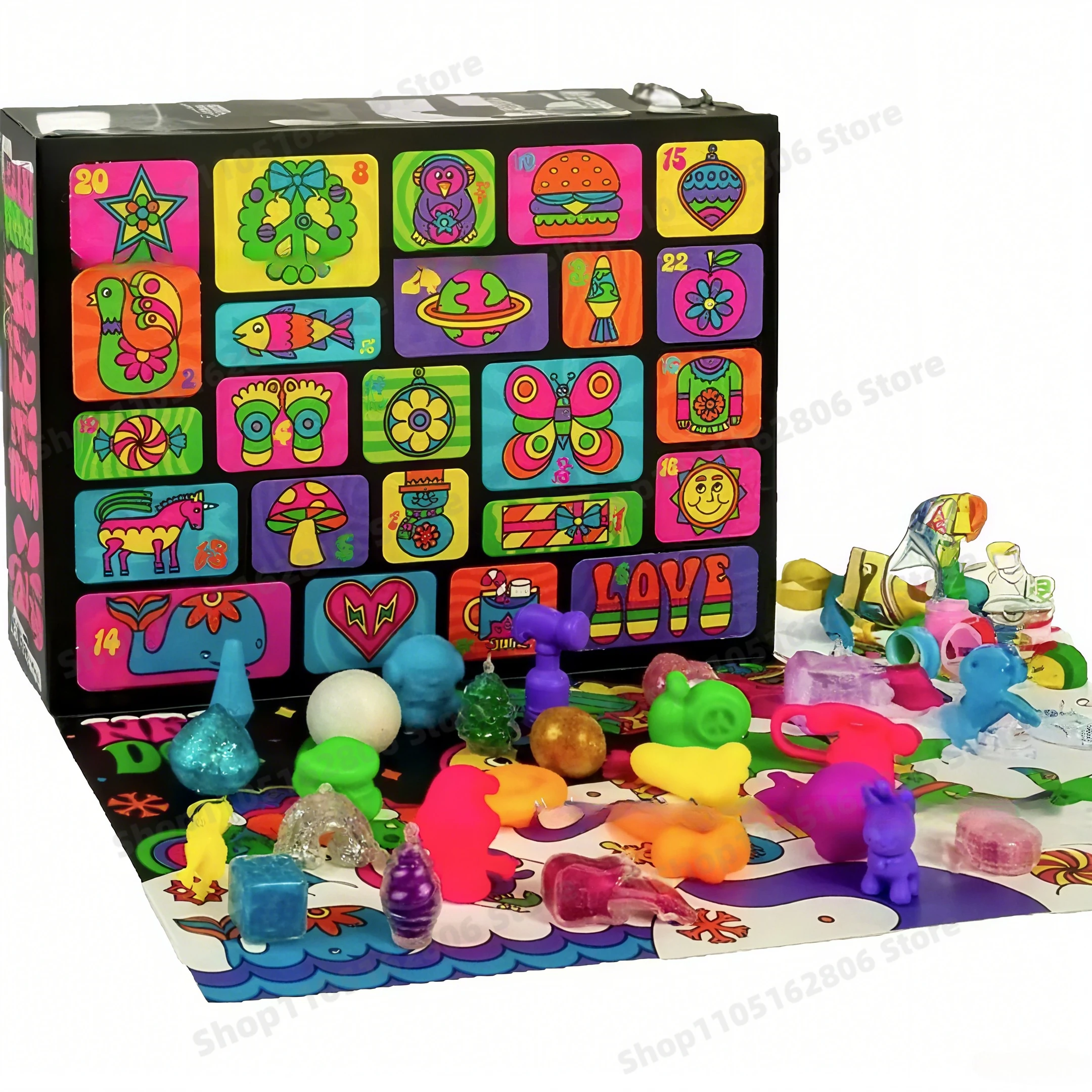 24-дневный адвент-календарь Nee Doh, сжимаемая игрушка, слепая коробка - снятие стресса, сенсорные игрушки для детей/взрослых, Рождество, развлечение обратного отсчета