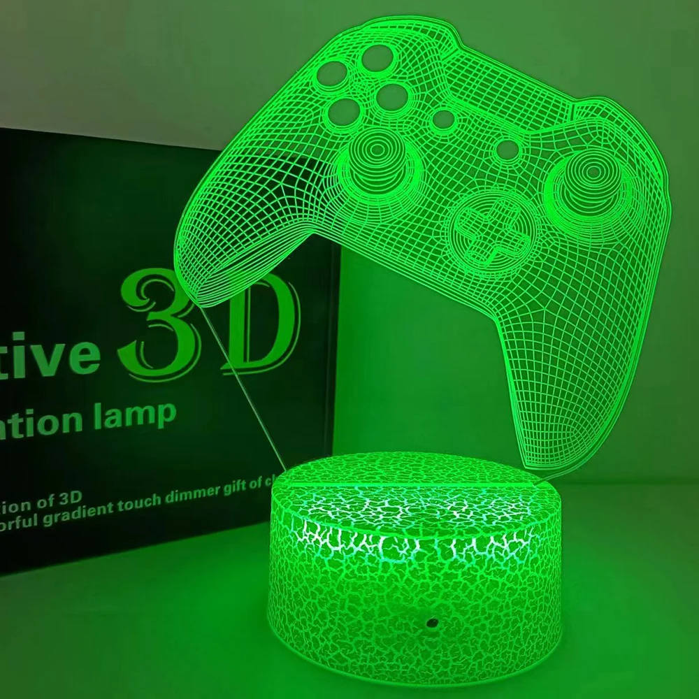 Game Controller Night Light Gamepad 3D Illusion Lamp for Kids Bedroom Gaming Room Decor Christmas Birthday Gifts for Boys Girls