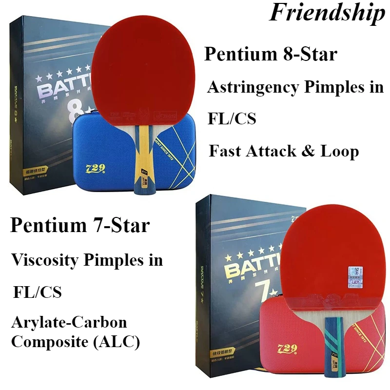 

Ракетка для настольного тенниса Friendship 729 Pentium 7/8-звездочная профессиональная карбоновая ракетка для быстрой атаки и петли с прыщами в готовой ракетке для пинг-понга
