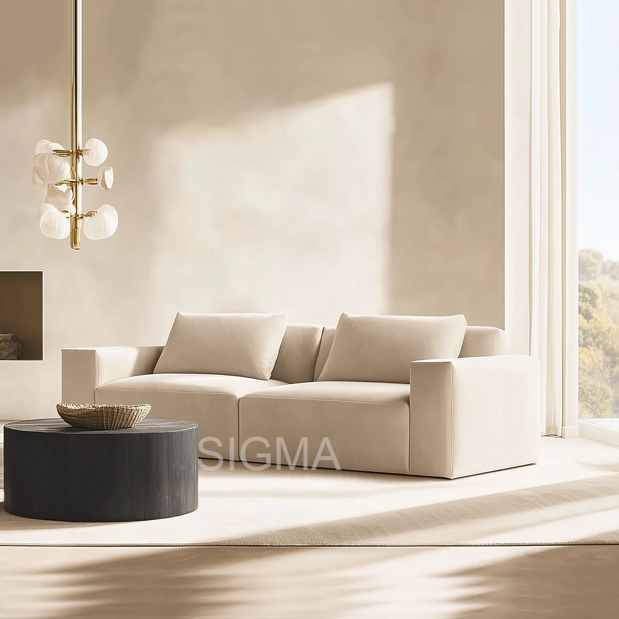 Sigma Italian Minimalism Master Design Sectional Sofa Customized Fabric Indoor Furniture for Living Rooms & Apartment