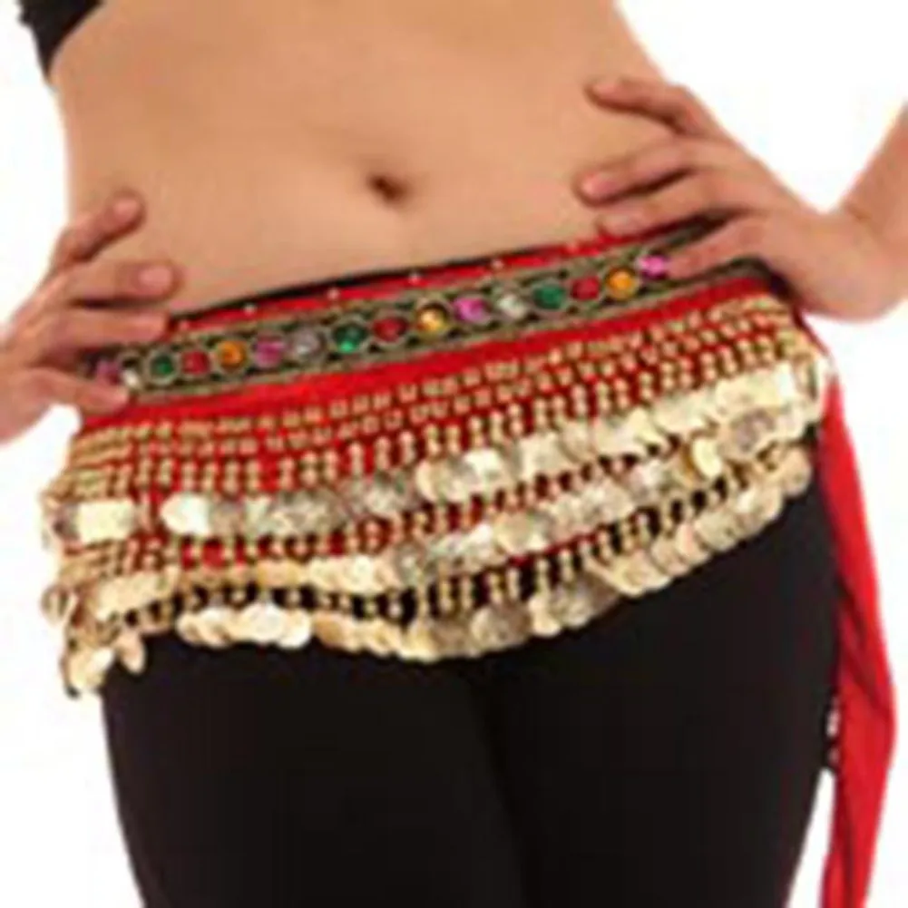 Women Belly Dance Wrap Bellydance Coin Belt Velvet Tribal Dance Costume Danza Del Vientre Belly Hip Scarf Gypsy