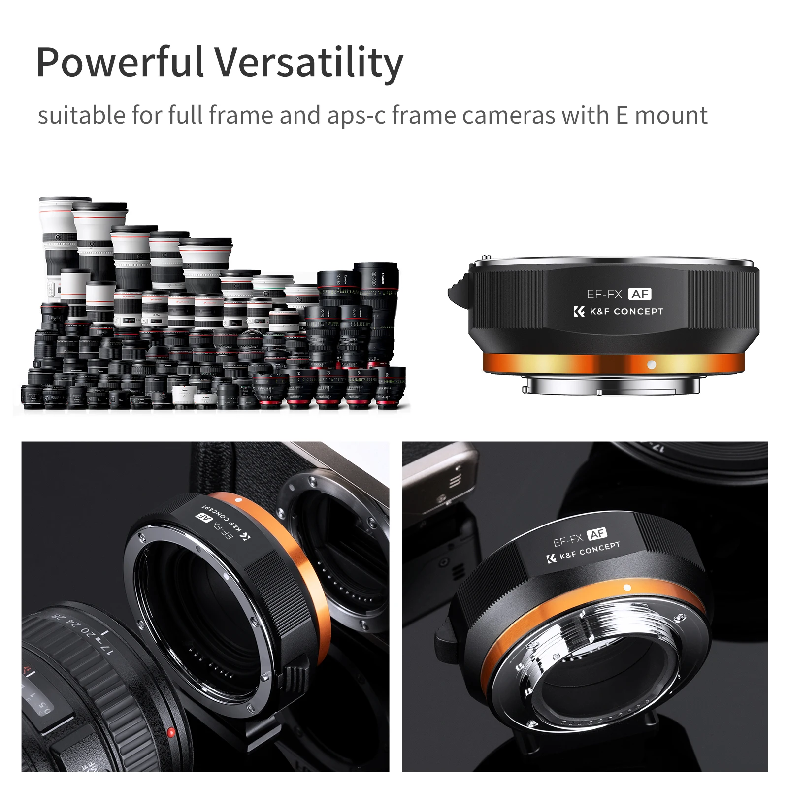 K&F Concept EF to FX Auto Focus Adapter for Canon EOS to Fuji X X-Pro3 X-Pro2 X-T5 X-T4 X-T3 X-E4 XT100 XH2S XS10 XS20 X100V