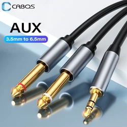 AUX Audio Cable 3.5mm to 6.5mm Adapter Mixer Amplifier Speaker 6.5mm Jack 3.5mm Adapter TRS to Dual 6.3mm Audio Splitter Cable