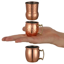 6PCS Mini Hammered Moscow Mule Mug Espresso Mugs Shot Glasses: Cute 2oz Mugs for Mini Bar | Set of 6 -Copper Plated