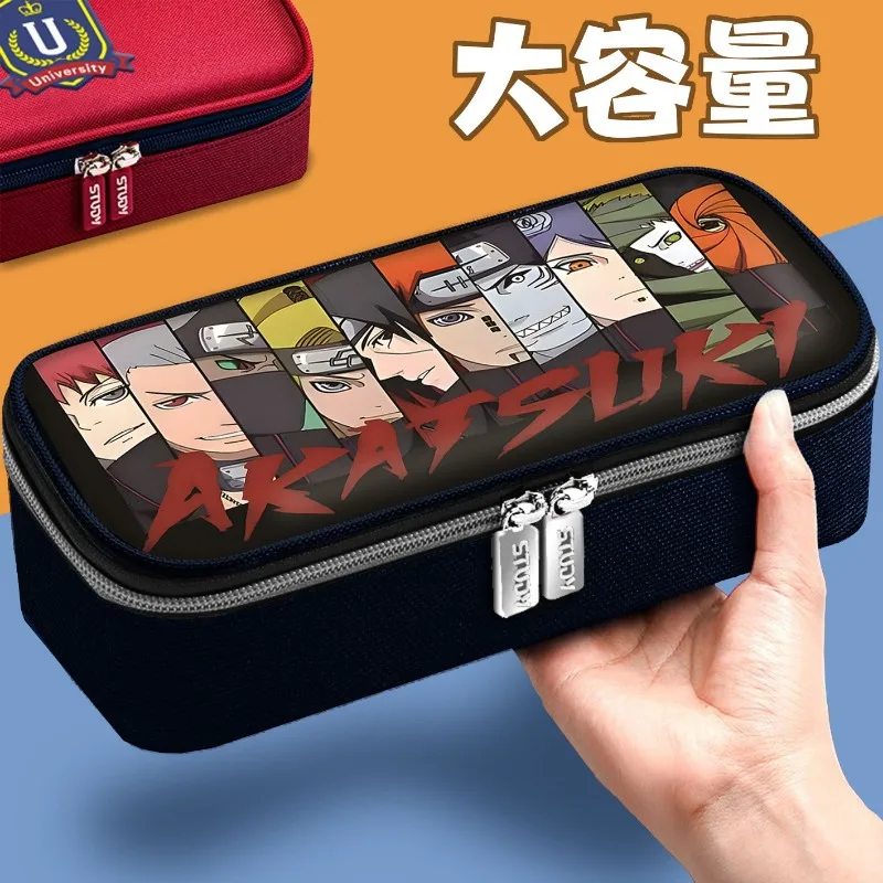 Naruto pencil case for boys Sasuke Naruto Itachi student large capacity anti-fouling cartoon fashion pencil case prize gift