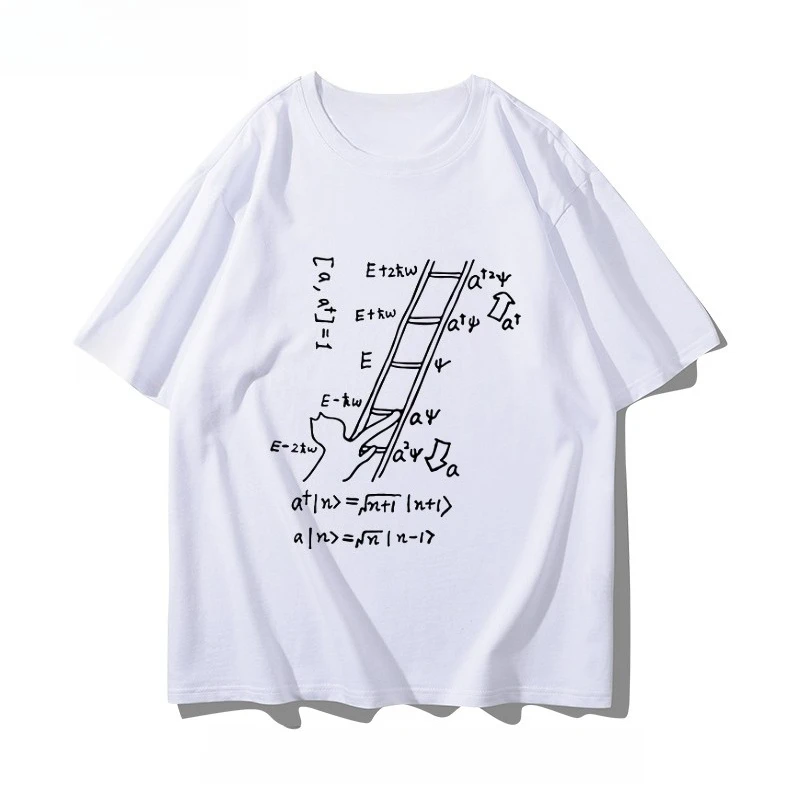 

Хлопковая футболка Schrödinger's Cat Physics Quantum Mechanics Formula, свободная мужская и женская летняя футболка с короткими рукавами