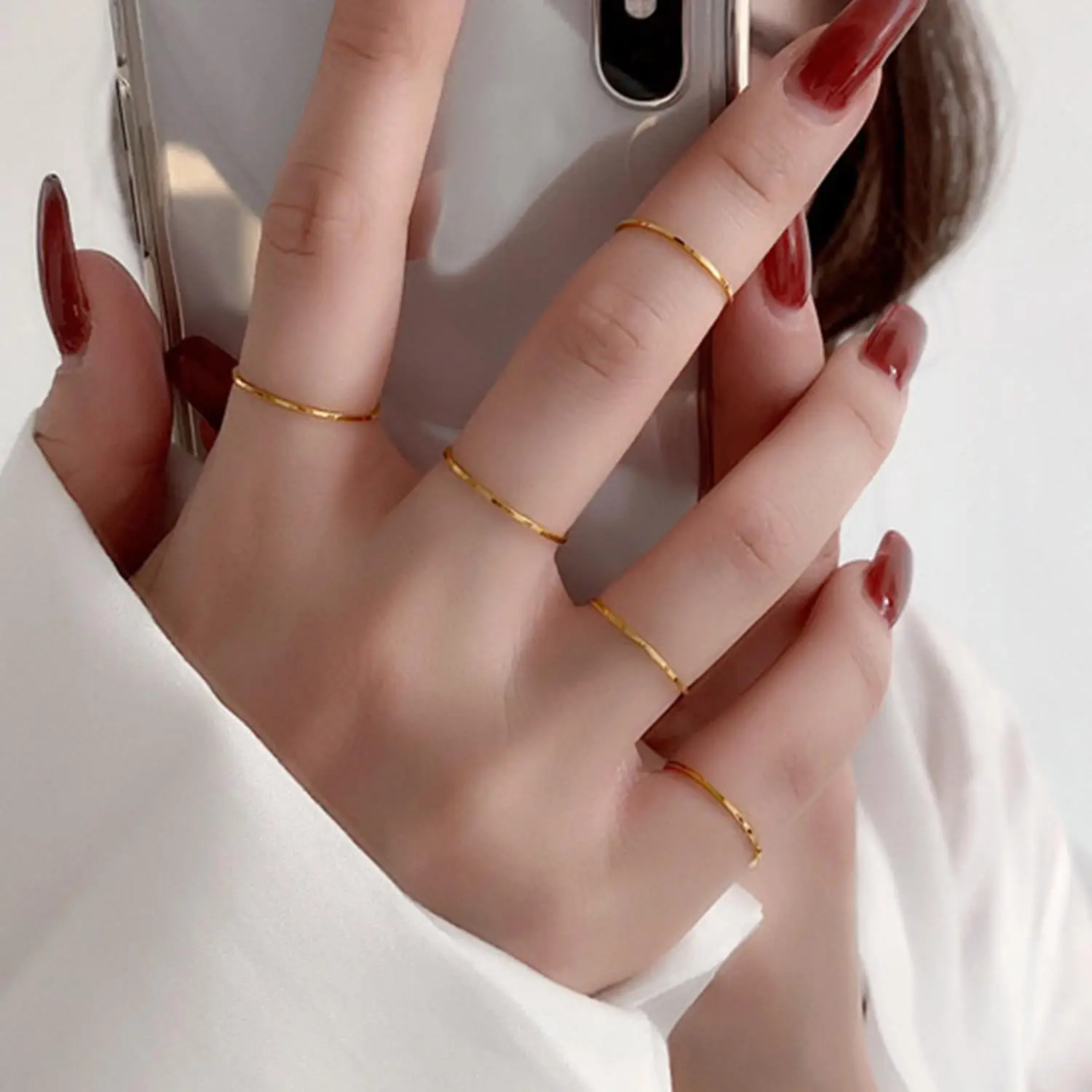 0.5mm Extremely Thin Knuckle Rings Minimalist Rings For Women Girls Simple Gold Sliver Color Finger Ring Fashion Jewelry Gift