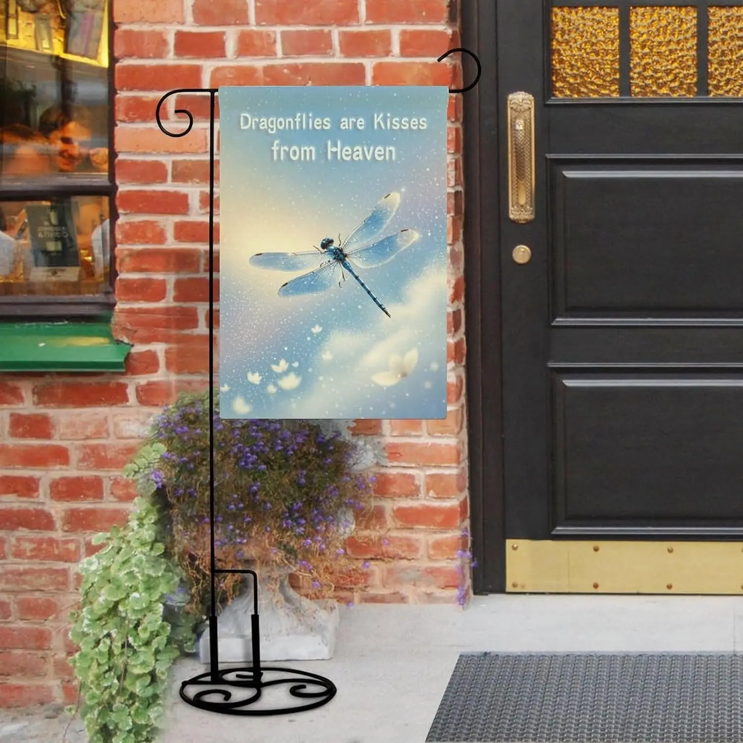 Dragonflies Are Kisses From Heaven Garden Flag, Festive Outdoor Decoration, Double-sided Linen Patio Flag FFL IIC