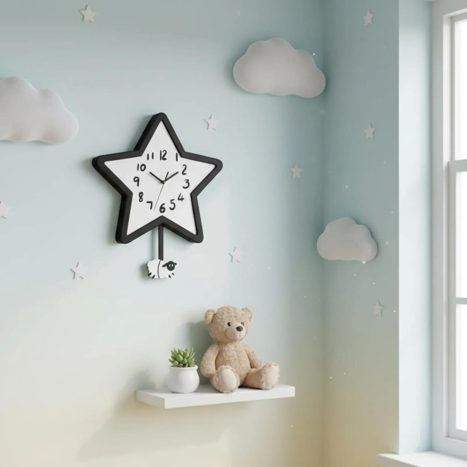 Reloj de pared sin tictac con forma de oveja para decoración del hogar - imagen 2