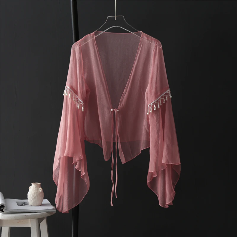 เต้นรําคลาสสิก TOP สตรีผ้าพันคอเสื้อผ้าจีนเต้นรําเครื่องแต่งกาย Horn Sleeve เสื้อสเวตเตอร์ถัก Elegant Performance เสื้อผ้า