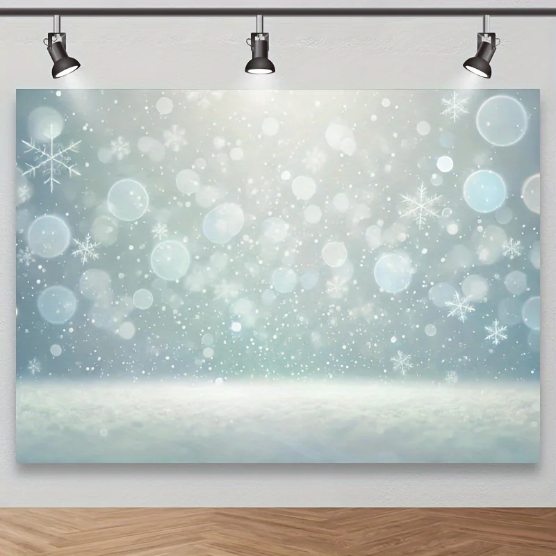 Banner plano 2D 1 pieza Compre productos para fotografía de copos de nieve de invierno, fondo suave de nevadas y copos de nieve, Navidad