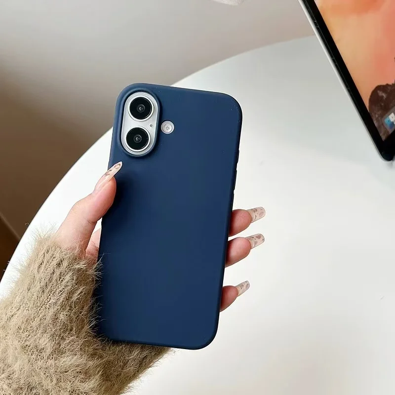 Flüssige Silikon-Handyhülle für Apple iPhone 16 15 14 13 12 11 Pro 13 Mini X XR Xs Max, matte, stoßfeste Abdeckung