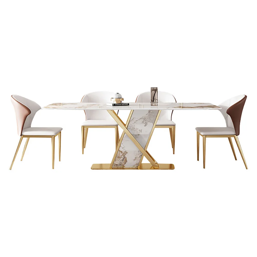 

Luxury Rock Modern Dining Table Household Rectangular Marble Dining Table 140/160/180CM Suitable for 6 Chairs