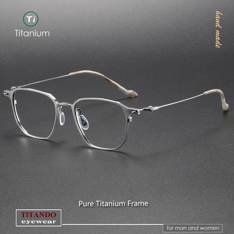 Italian Industrial Style Fashion Square Pure Titanium Glasses Frame Men Women High-End Business Optical Glasses 148mm Width