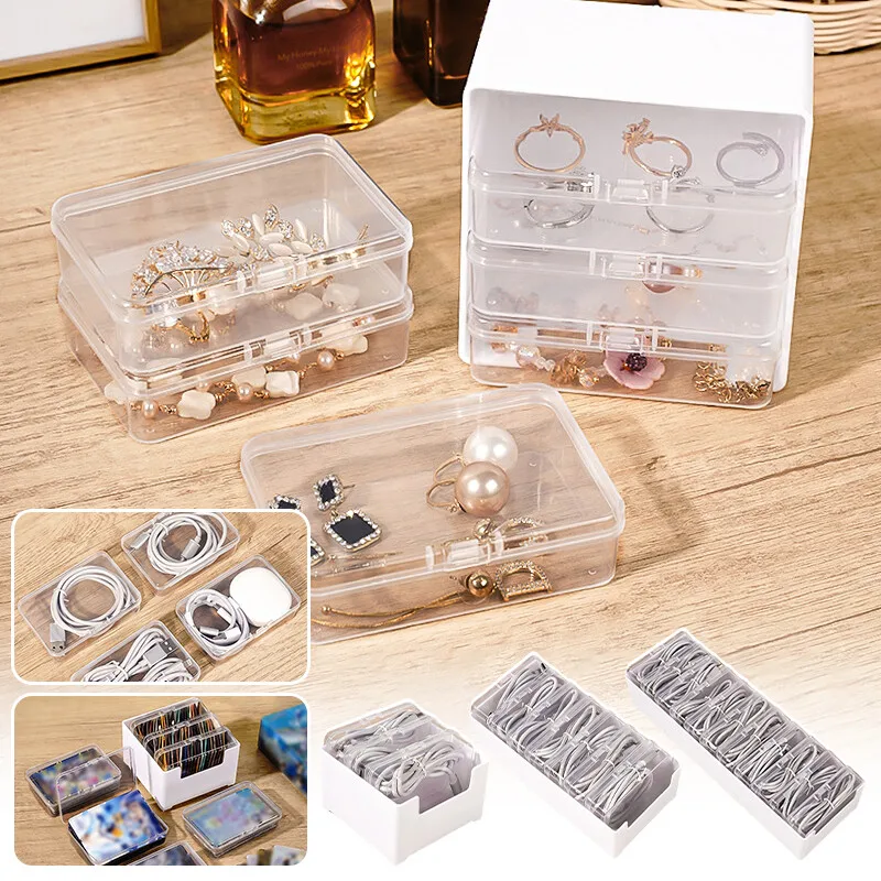 Cable Organizer Box Jewelry Card Desk Storage Data Cable Storage Box Dustproof Card Organizer with Lid Clutter Collection Box