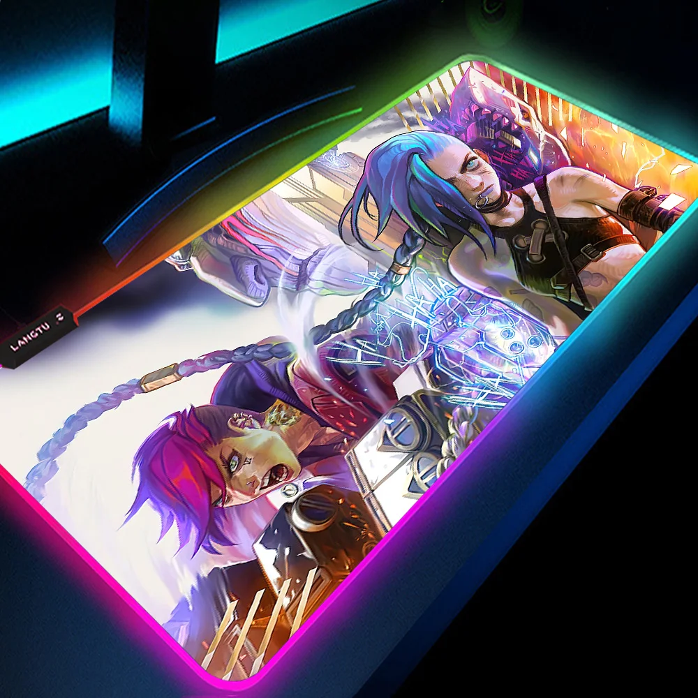 

Backlit Mat Arcane Jinx League of Legends Full Gaming Computer Desk Table TABL MAT Rubber Pads Complete Rgb Large Mouse Pad