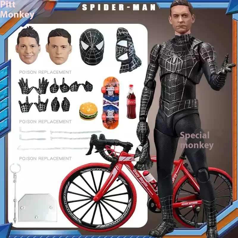 Hot Toys 16cm 1/8 Shf Spider-Man 3 Black Venom Suit Tobi Maguire Good Neighbor Action Model Homecoming Action Figuar Toy