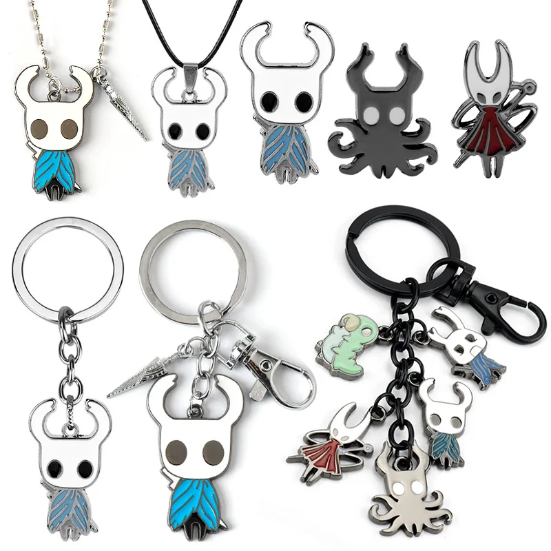 Game Hollow Knight Necklace Keychains Anime ACT Protagonist Enamel Pendant Keyring Necklaces Cosplay Props Gift for Friends