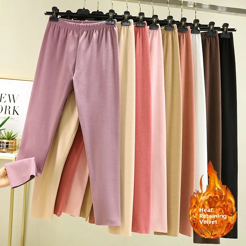 

Women's High Waist Thiened Fce Lined Autumn Pants Inner Wear Tight Fit Base Layer Pants plus Size Warm Trousers