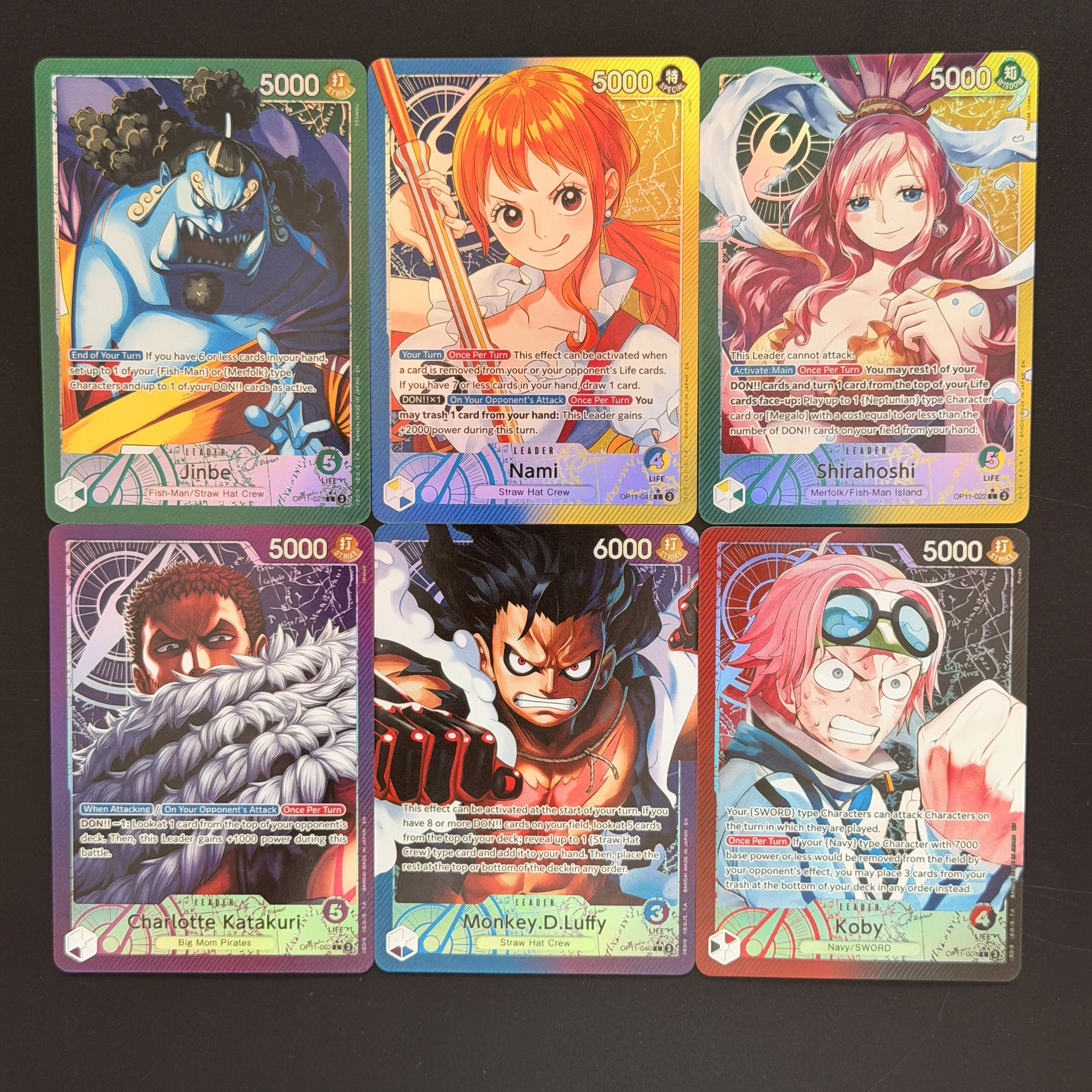 6 Style One Piece English Card Koby Monkey D Luffy Nami Op11-041 L Parallel A Fist of Divine Speed Collection Flash Card