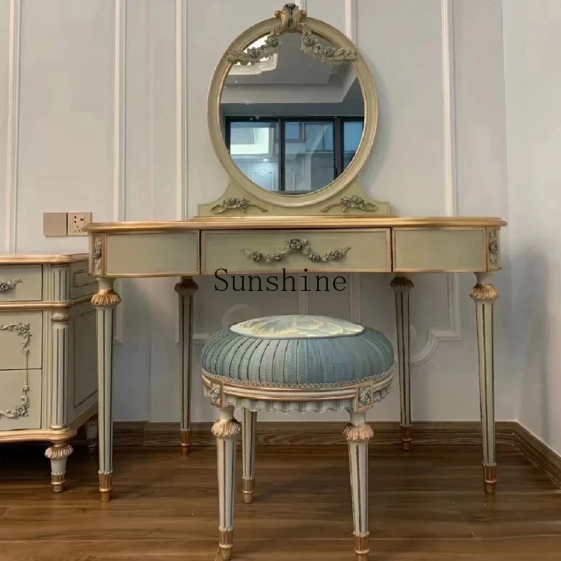 

European solid wood dressing table small apartment simple bedroom dressing table