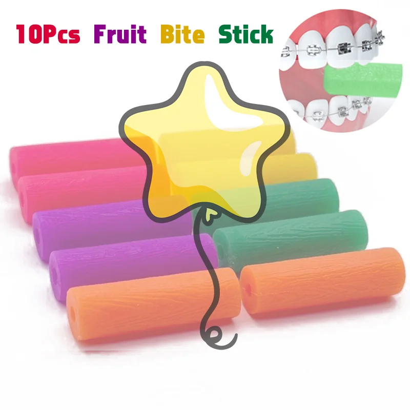 

10 шт., жевательные брекеты с фруктовым вкусом, палочка для укуса резинки для взрослых, невидимые брекеты для коррекции зубов, стоматологические принадлежности
