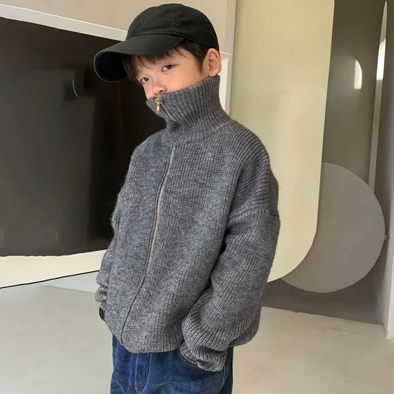 

Осень-зима 2022, новый вязаный кардиган в корейском стиле для мальчиков, пальто для детей — теплый детский топ