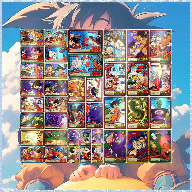 40pcs Japanese Anime Dragon Ball DIY ACG Crane Hermit Tien Shinhan Chichi Goku Piccolo Game Collectible Cards Birthday Toy Gift