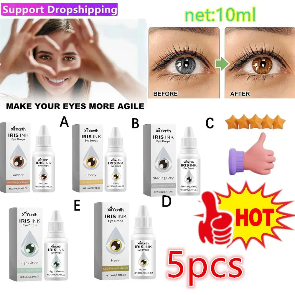 

5pcs 10ml 5Colors Changing Eye Drops Change Eye Color Lighten & Brighten Your Eye Color Eyes Care Liquid 2024 New