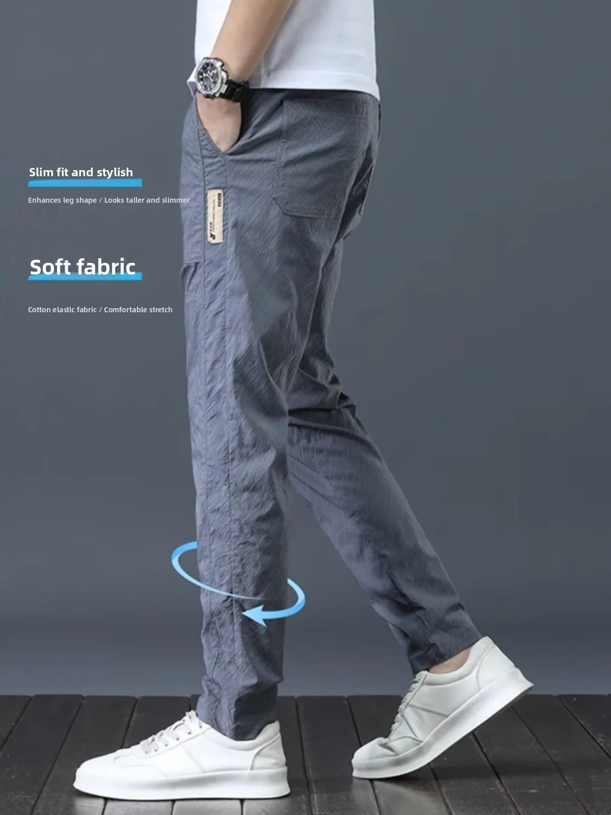 Men's Summer Thin Casual Pants Ice Silk Breathable Loose Straight Leg Business Casual Long Trousers Fashionable All-Match