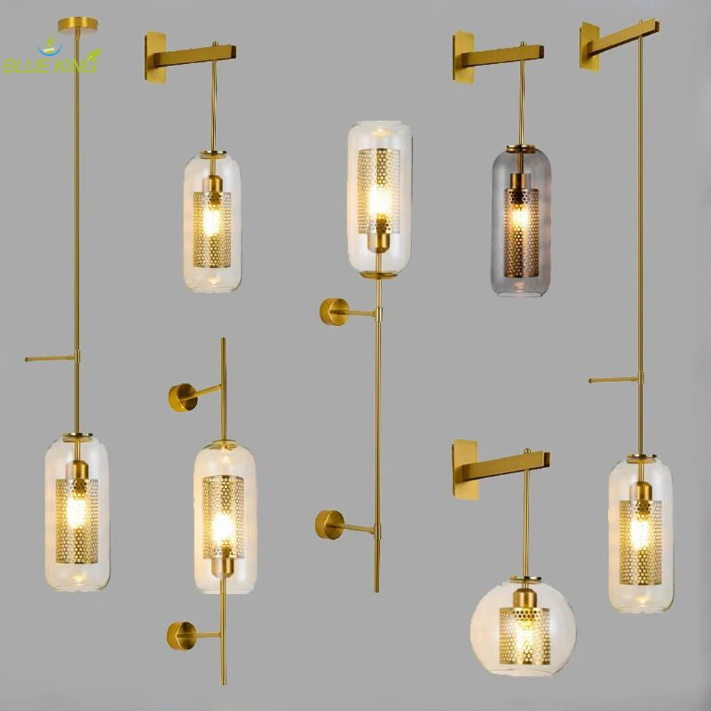 

Современные люстры Декор Стекло Современный настенный светильник для спальни Прикроватная тумбочка отеля Бра Светильники Фон Гостиная Вход Магазин