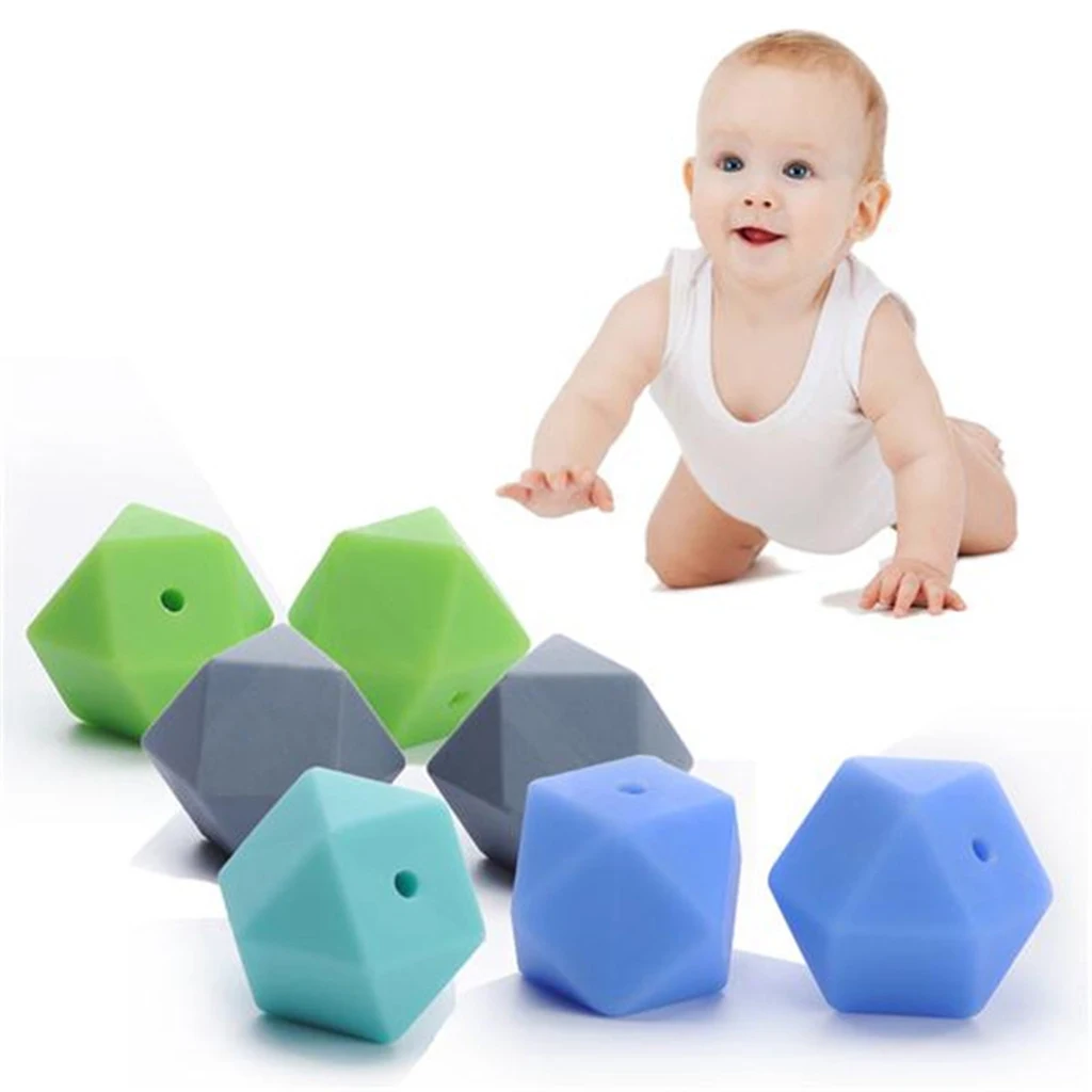 Round Safety Silicone Beads for DIY Crafts Baby Teething Ring Chewing
